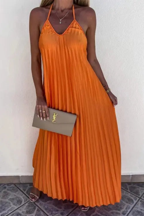 Breeze Slip Pleated Maxi Dress - Fashionpara