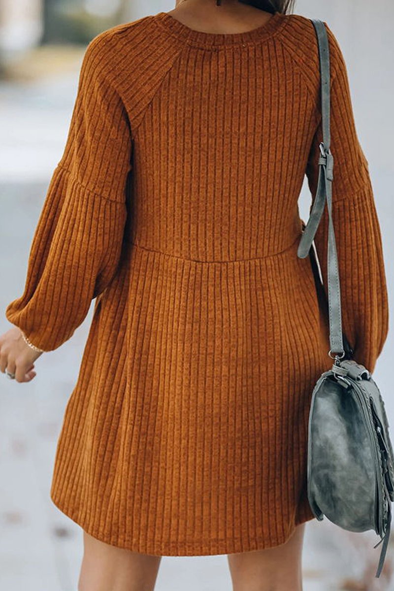 Pockets Long Sleeve Mini Dress - Fashionpara