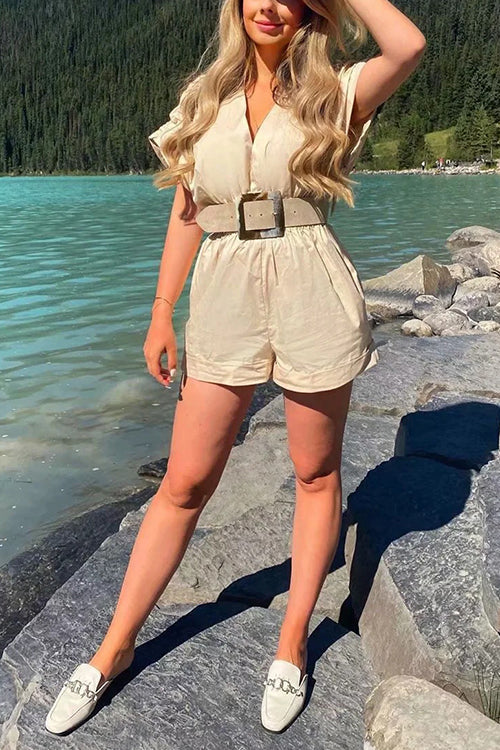 Any Occasion V Neck Bat Romper - Fashionpara