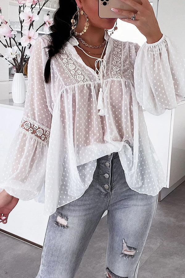 Swiss Dot Babydoll Top - Fashionpara