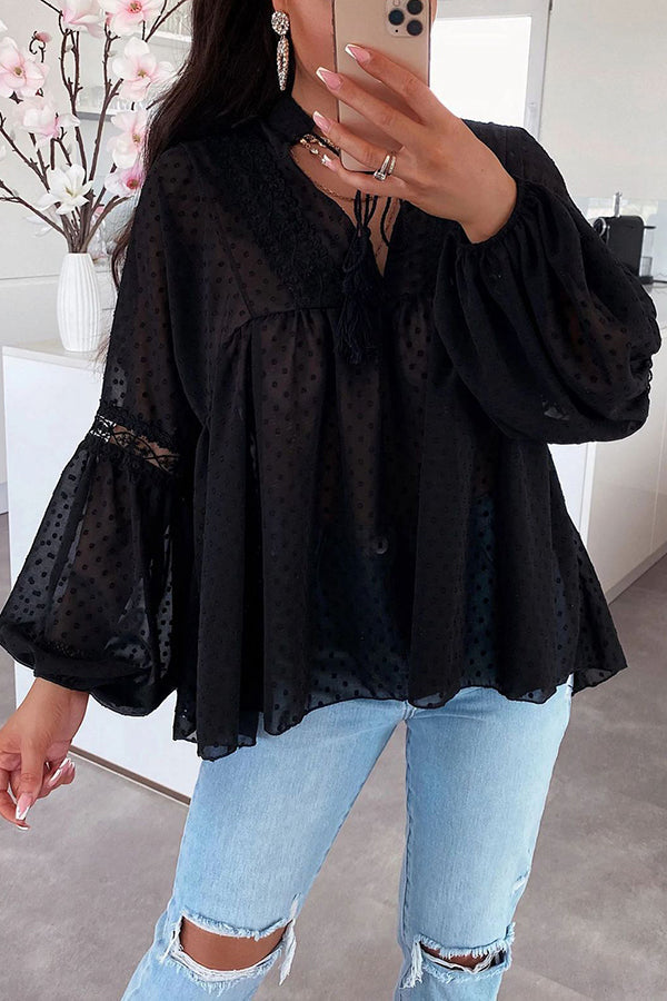 Swiss Dot Babydoll Top - Fashionpara