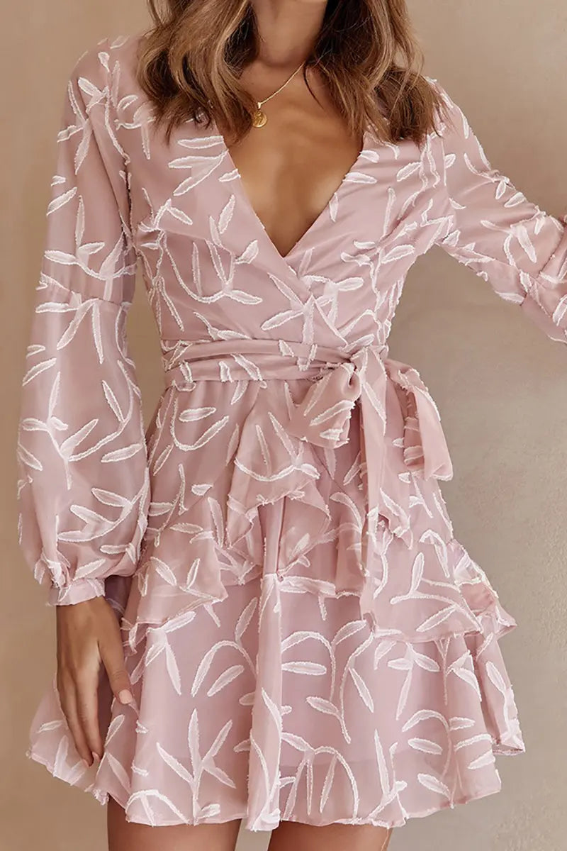 Layer Ruffles Wrap Mini Dress - Fashionpara