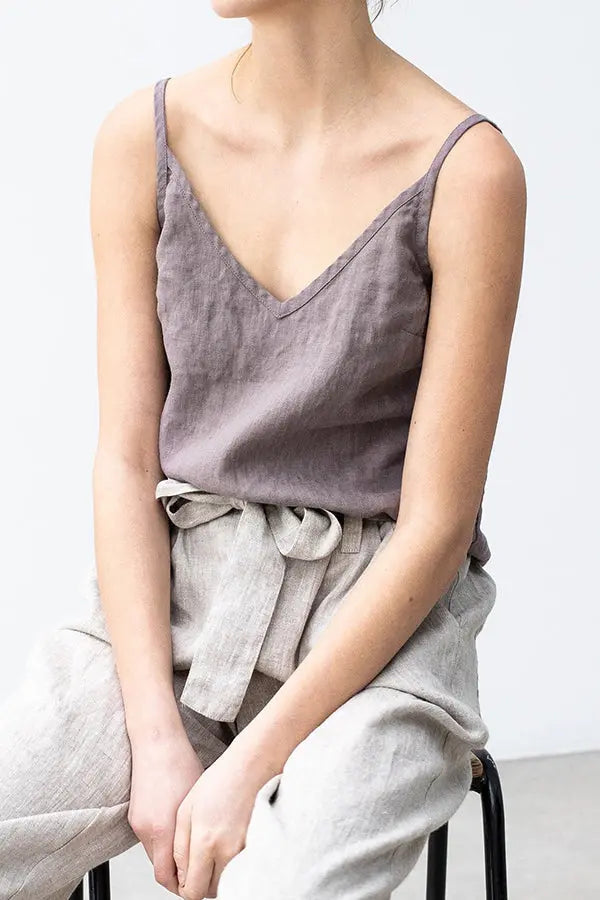 Solid Linen Tank Top - Fashionpara