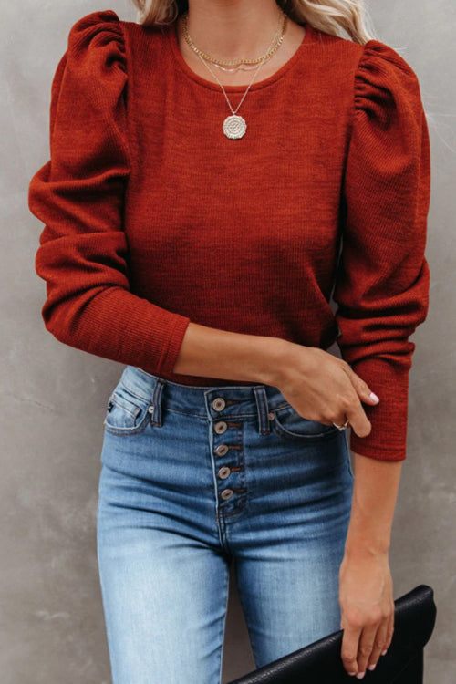 Balloon Sleeve Knit Jumper - Fashionpara