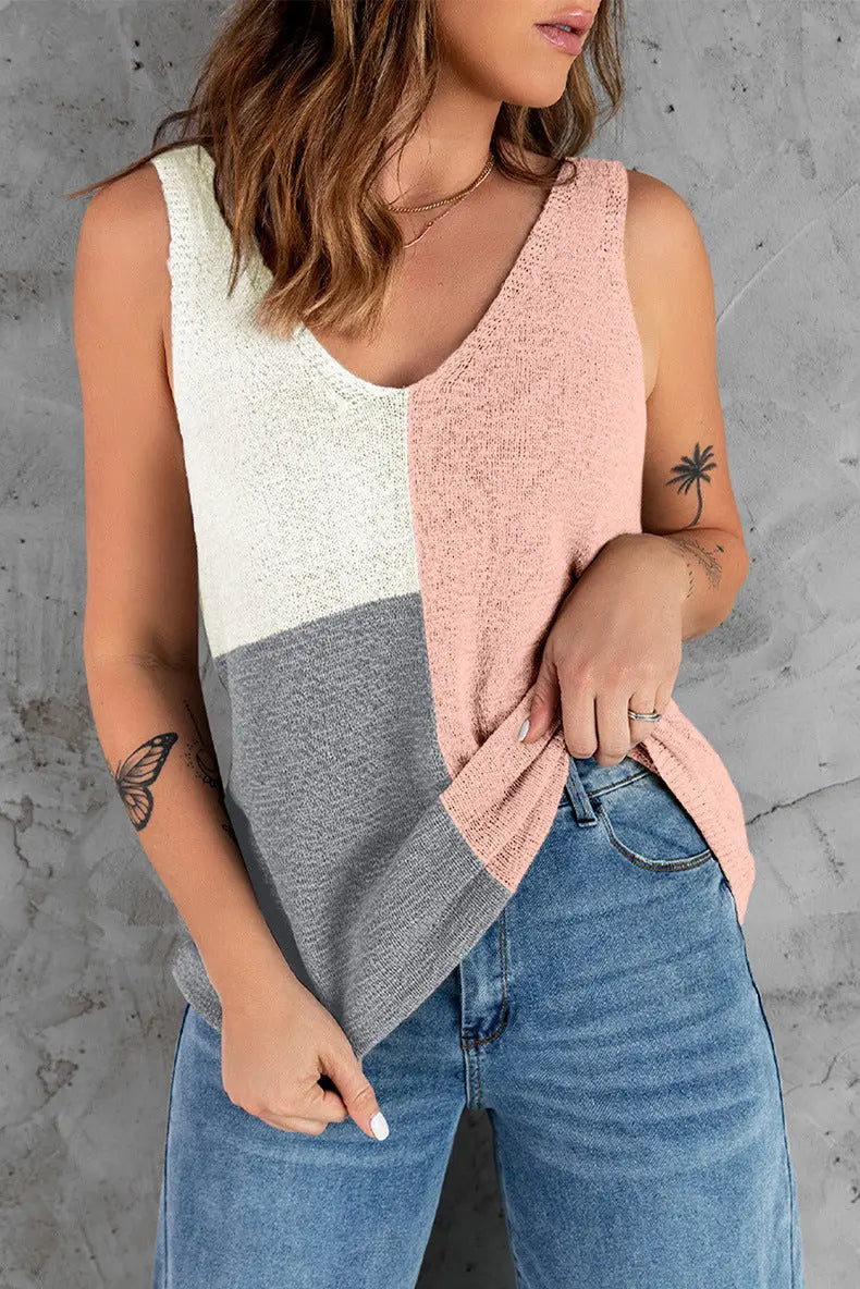 Color Block Sweater Tank - Fashionpara