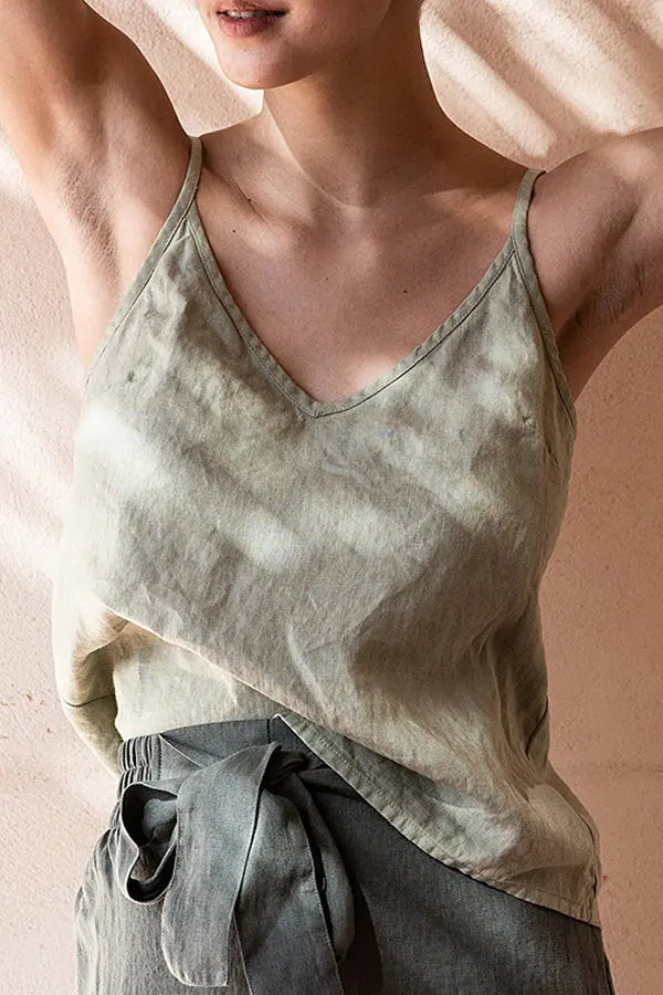 Solid Linen Tank Top - Fashionpara