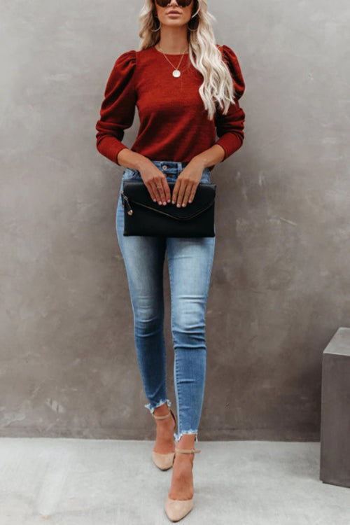 Balloon Sleeve Knit Jumper - Fashionpara