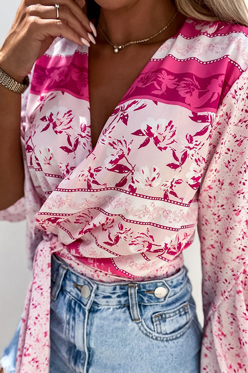 Tropical Flares Sleeve Tie Top - Fashionpara