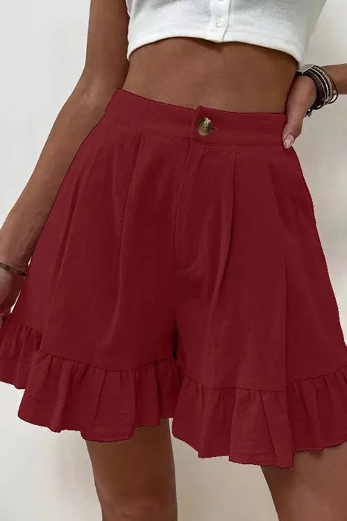 Button Flutter Hem Shorts - Fashionpara