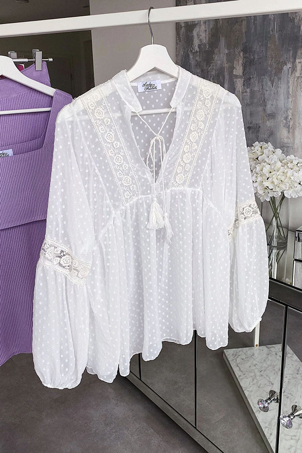 Swiss Dot Babydoll Top - Fashionpara