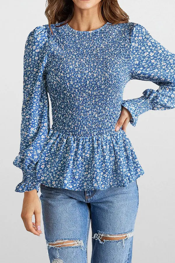 In the Moment Floral Smocked Top - Fashionpara