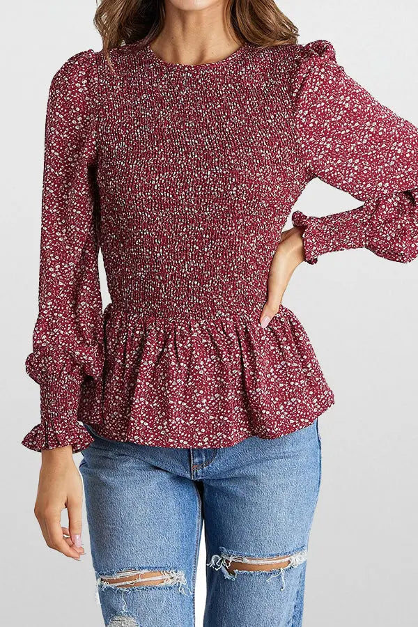 In the Moment Floral Smocked Top - Fashionpara
