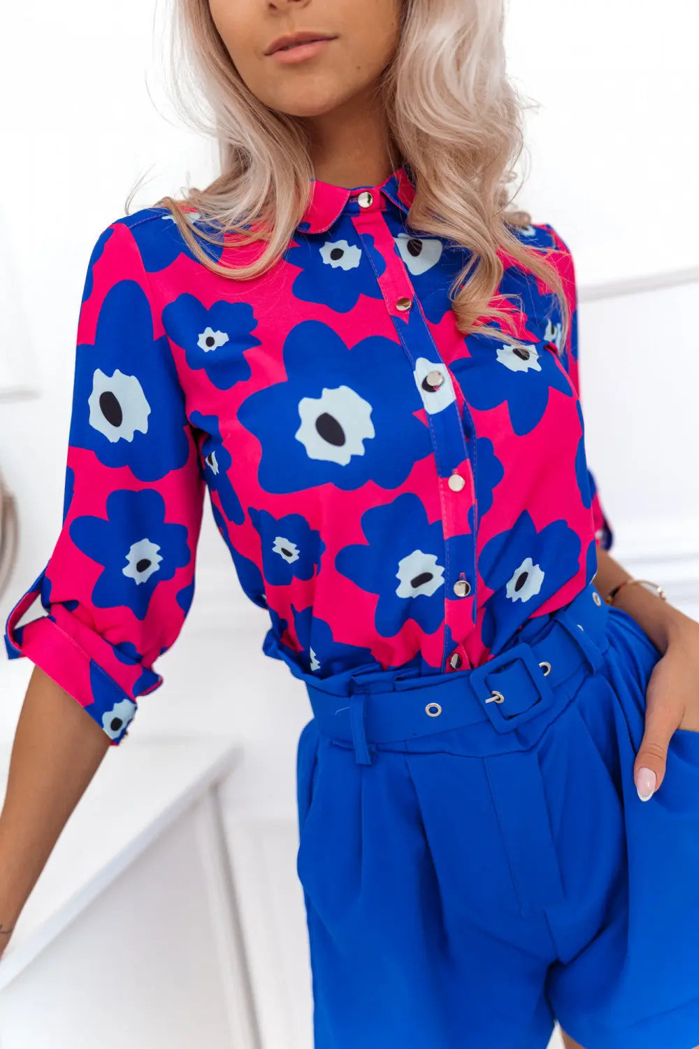 Floral Button Shirt Shorts Set - Fashionpara