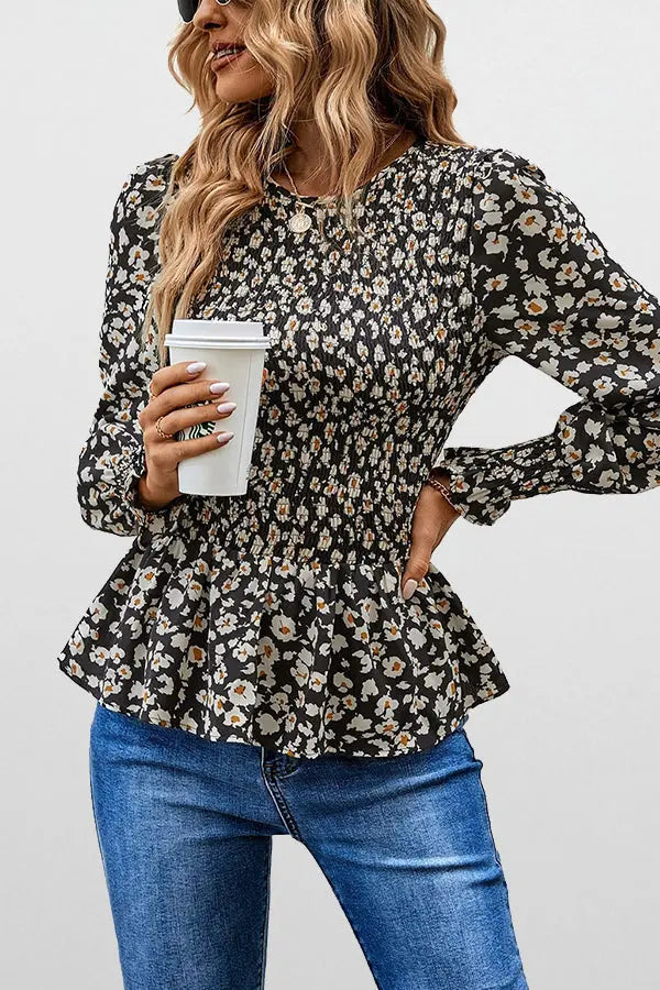 In the Moment Floral Smocked Top - Fashionpara