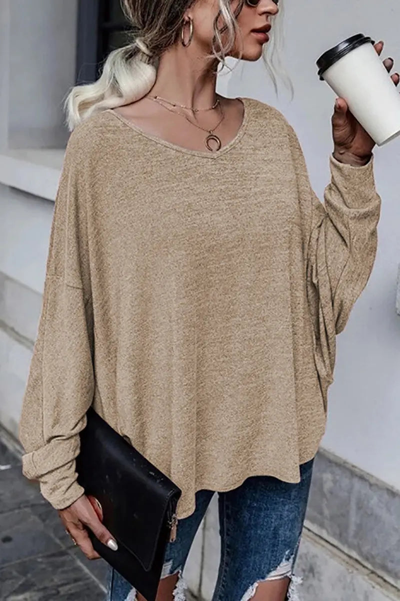 Tie Backless Long Sleeve Blouse - Fashionpara