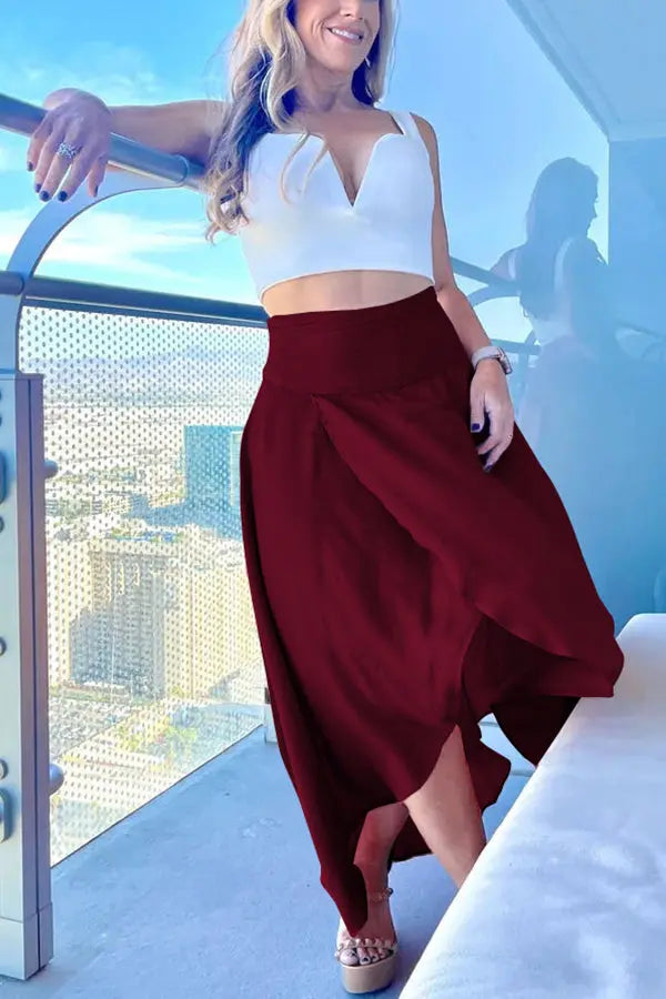 High Low Flare Shape Maxi Skirts - Fashionpara