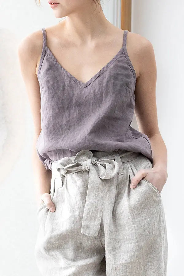 Solid Linen Tank Top - Fashionpara
