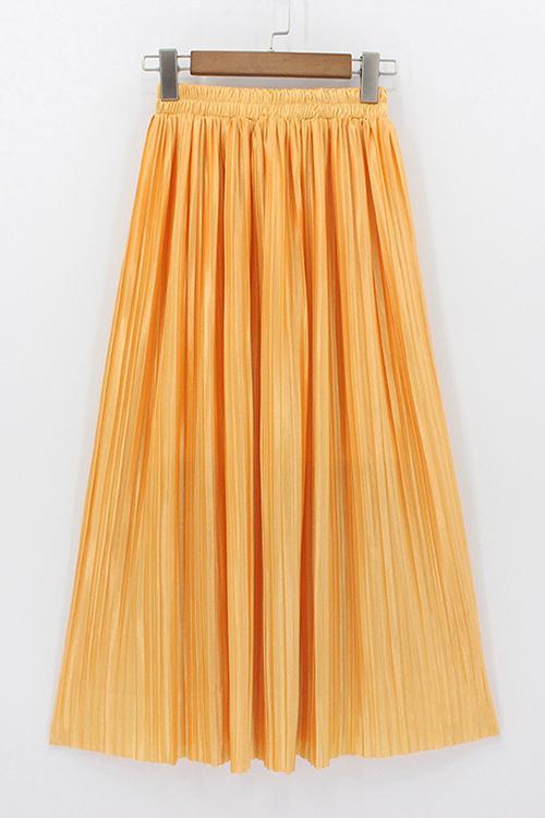 Metallic Pleated Maxi Skirts Fashionpara
