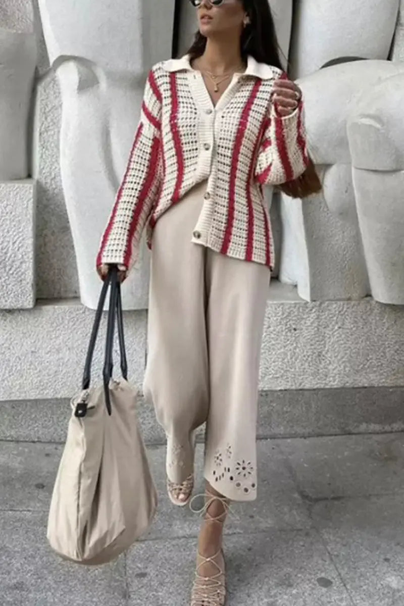 Head In The Clouds Crochet Cardigan Short Set - Fashionpara