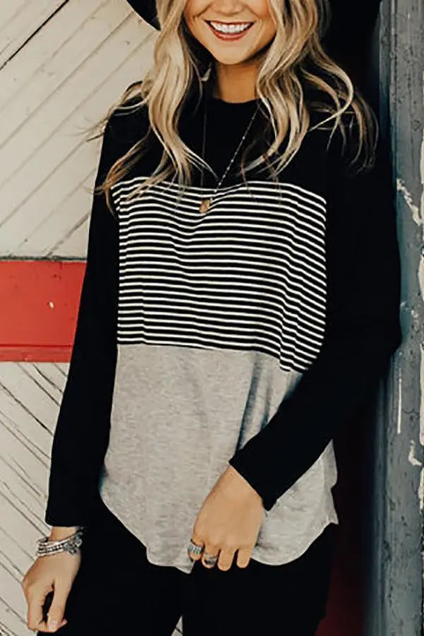 Striped Colorblock T Shirt - Fashionpara