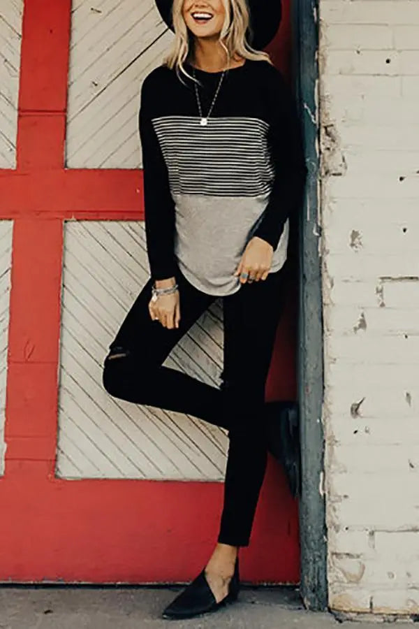 Striped Colorblock T Shirt - Fashionpara