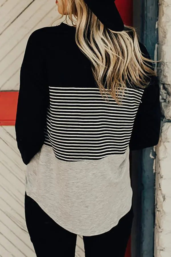 Striped Colorblock T Shirt - Fashionpara