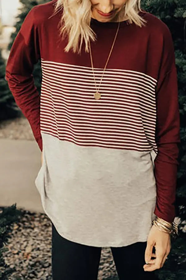 Striped Colorblock T Shirt - Fashionpara