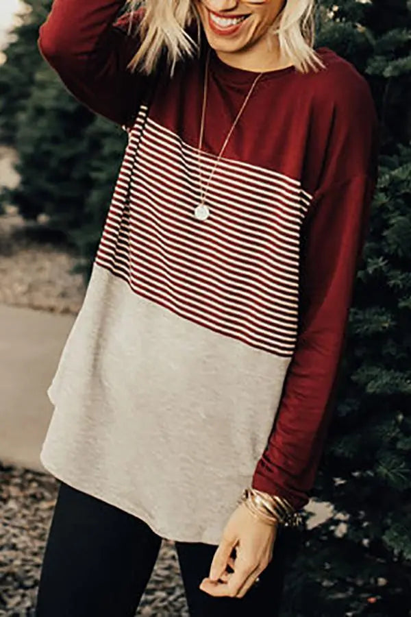 Striped Colorblock T Shirt - Fashionpara