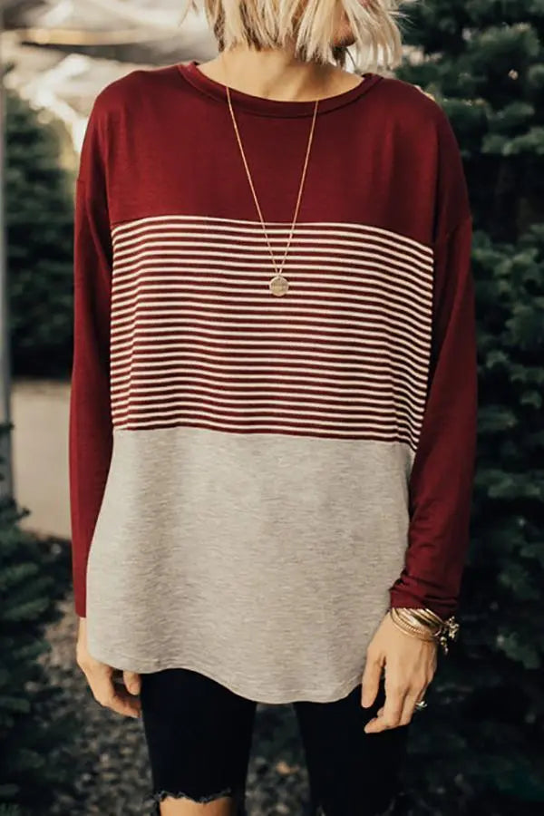 Striped Colorblock T Shirt - Fashionpara