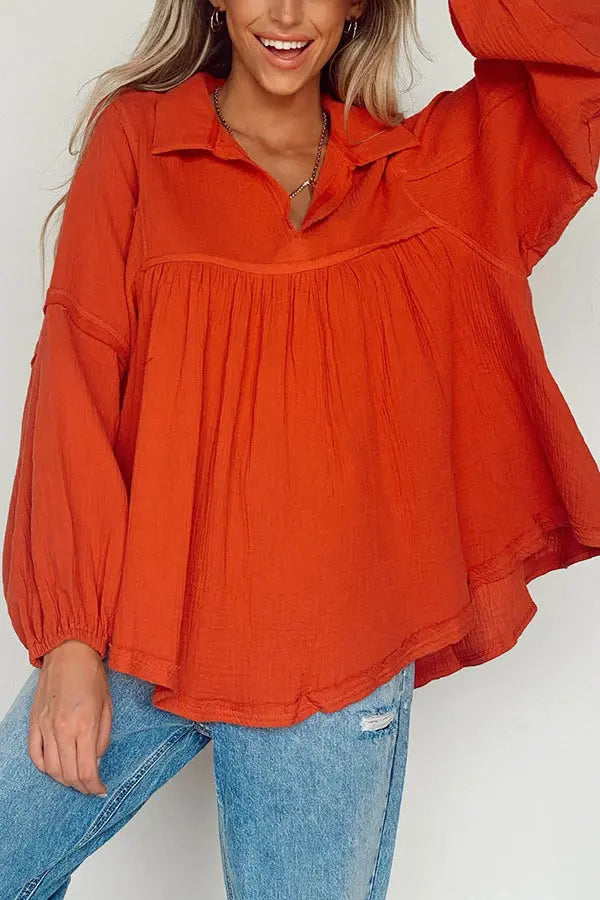 Best Kept Secret Collared Babydoll Top - Fashionpara