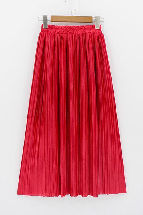 Metallic Pleated Maxi Skirts Fashionpara