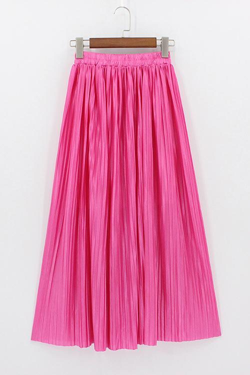 Metallic Pleated Maxi Skirts Fashionpara