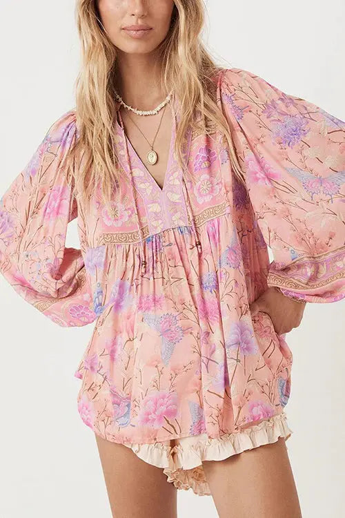 Gypsy Floral Long Sleeve Blouse - Fashionpara