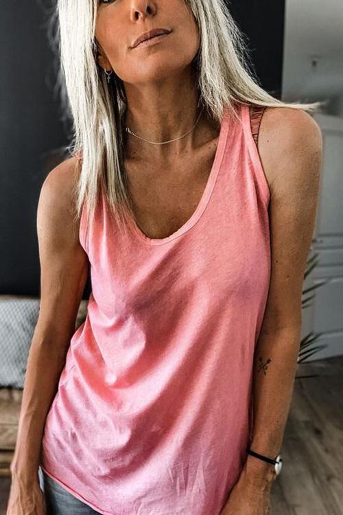 Solid U Neck Tank Top - Fashionpara