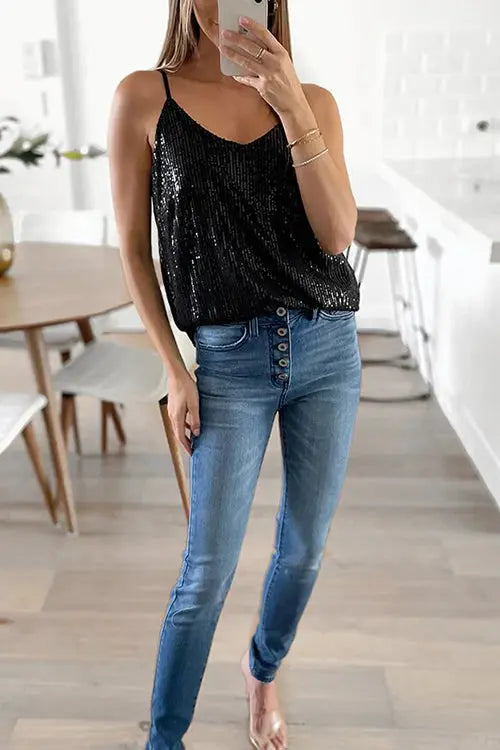 Sparkling Sleeveless Tank Top - Fashionpara