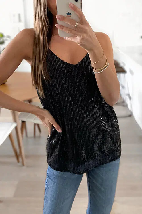 Sparkling Sleeveless Tank Top - Fashionpara
