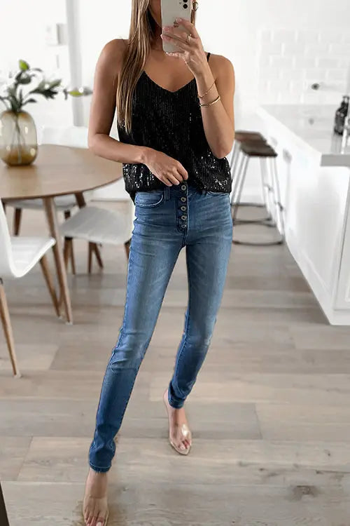 Sparkling Sleeveless Tank Top - Fashionpara