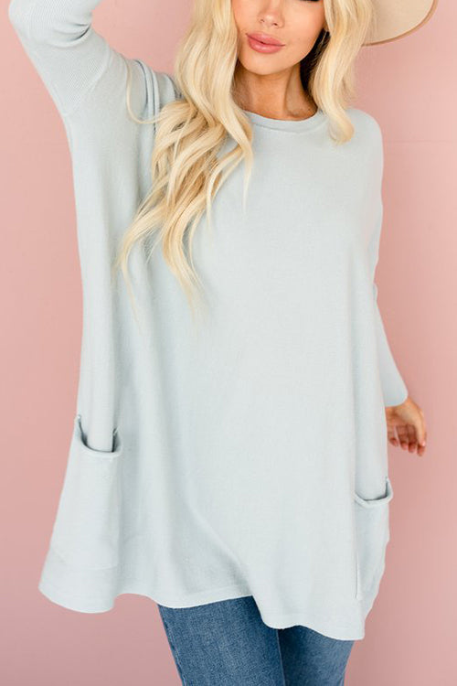 Pockets Long Sleeve Loose T Shirt - Fashionpara