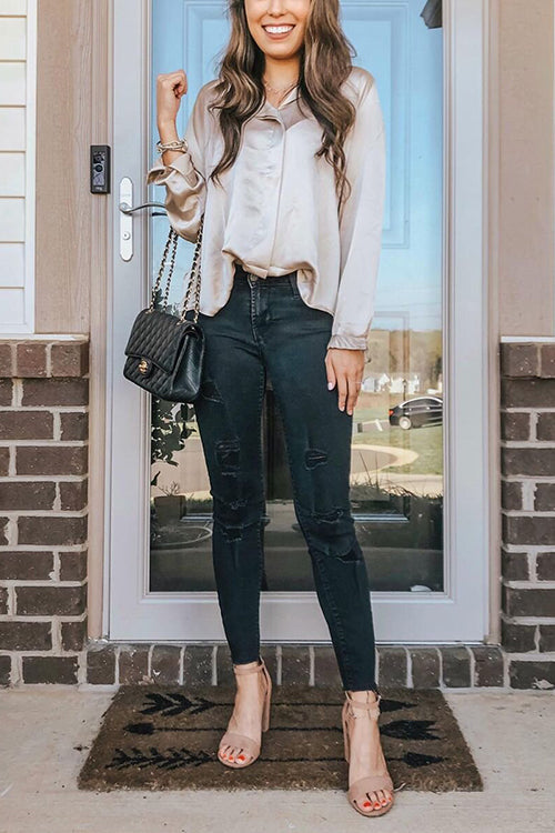 Classic With A Twist Satin Shirt - Fashionpara