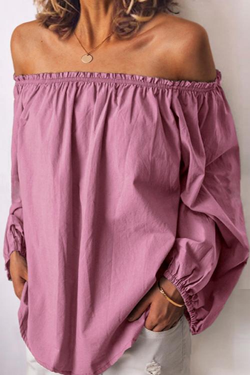Off Shoulder Long Sleeve Loose Blouse - Fashionpara