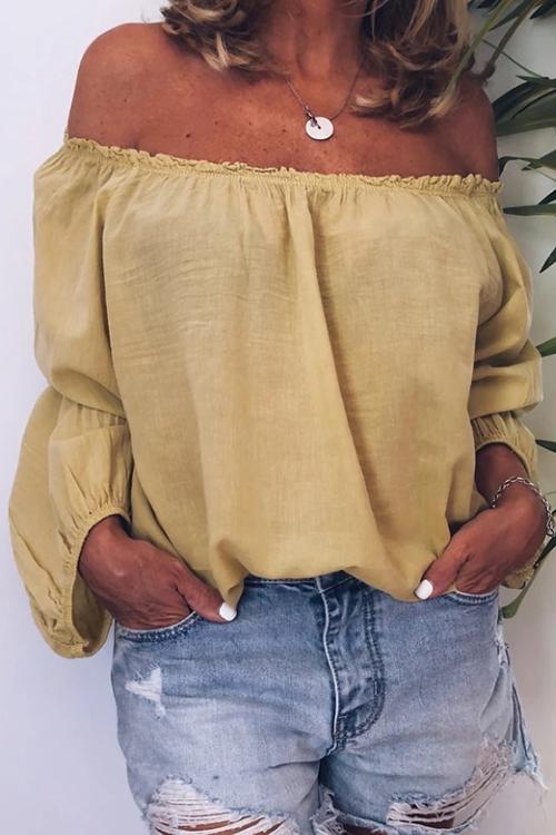 Off Shoulder Long Sleeve Loose Blouse - Fashionpara