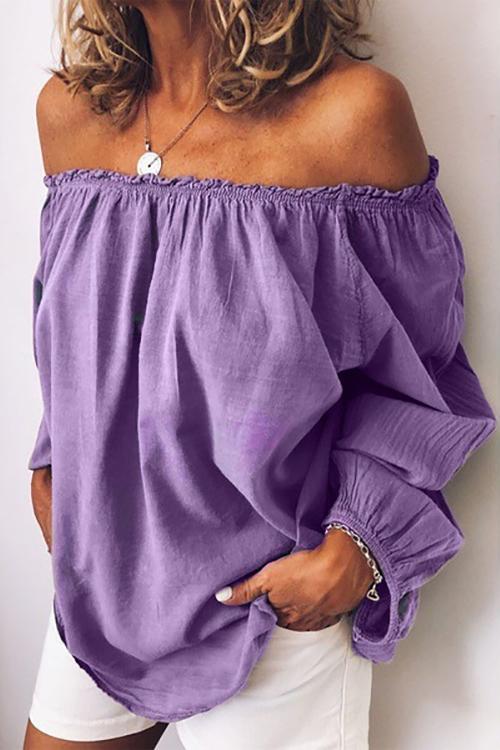 Off Shoulder Long Sleeve Loose Blouse - Fashionpara