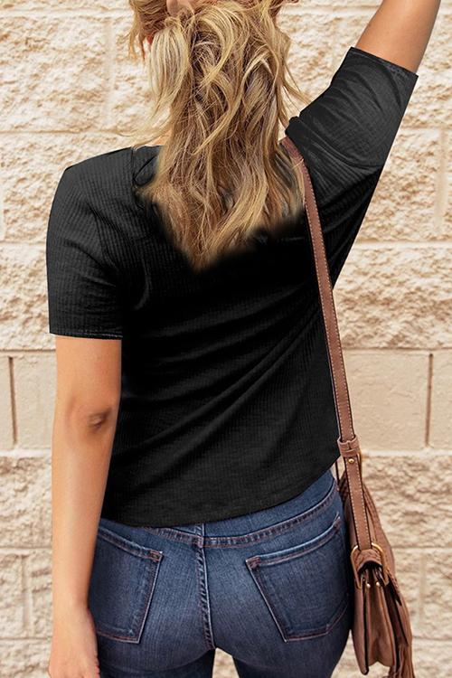 Button Short Sleeve T Shirt - Fashionpara