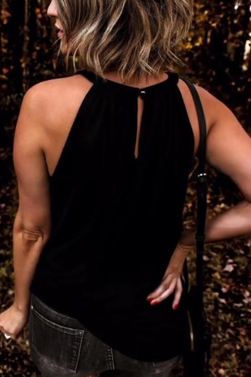 Hollow Neck Sleeveless T Shirt - Fashionpara