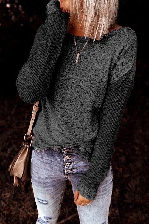 Knot Backless Long Sleeve T Shirt - Fashionpara