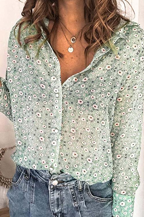 Floral Print Button Long Sleeve T Shirt - Fashionpara