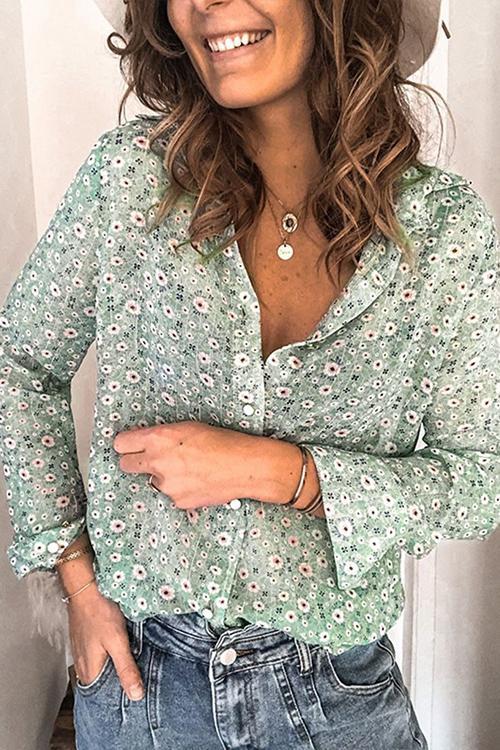 Floral Print Button Long Sleeve T Shirt - Fashionpara