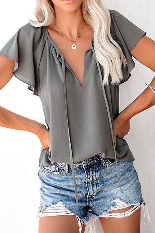 V Neck Loose Blouse - Fashionpara