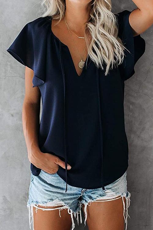V Neck Loose Blouse - Fashionpara