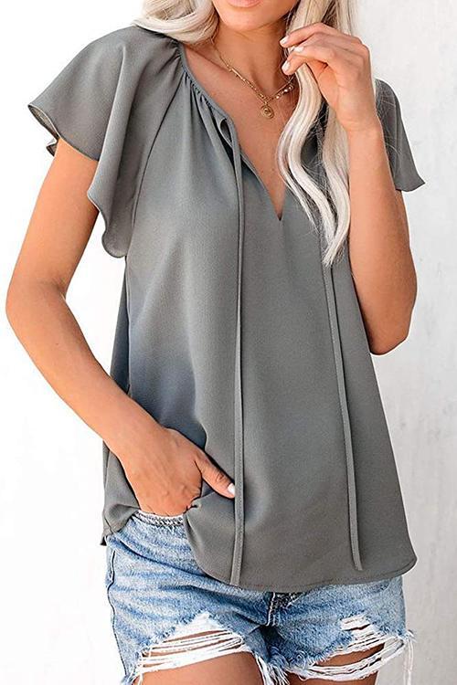 V Neck Loose Blouse - Fashionpara